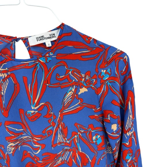 DIANE VON FURSTENBERG Dress Tie Front Silk in Custom Elsden Print - Picture 5 of 6